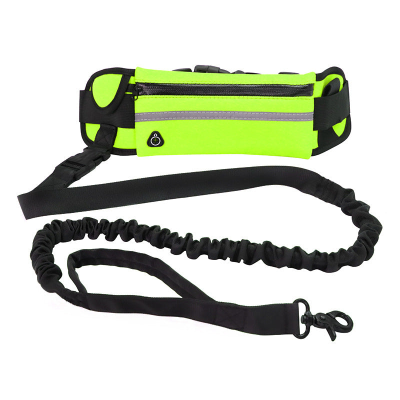 Freihändige Hundeleine mit stoßdämpfendem Bungee-Seil für große Hunde bis 82 kg inkl. Handytasche und Flaschenhalter