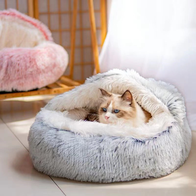 Halbgeschlossenes Tierbett für Katzen und kleine Hunde. "Muschelnest"