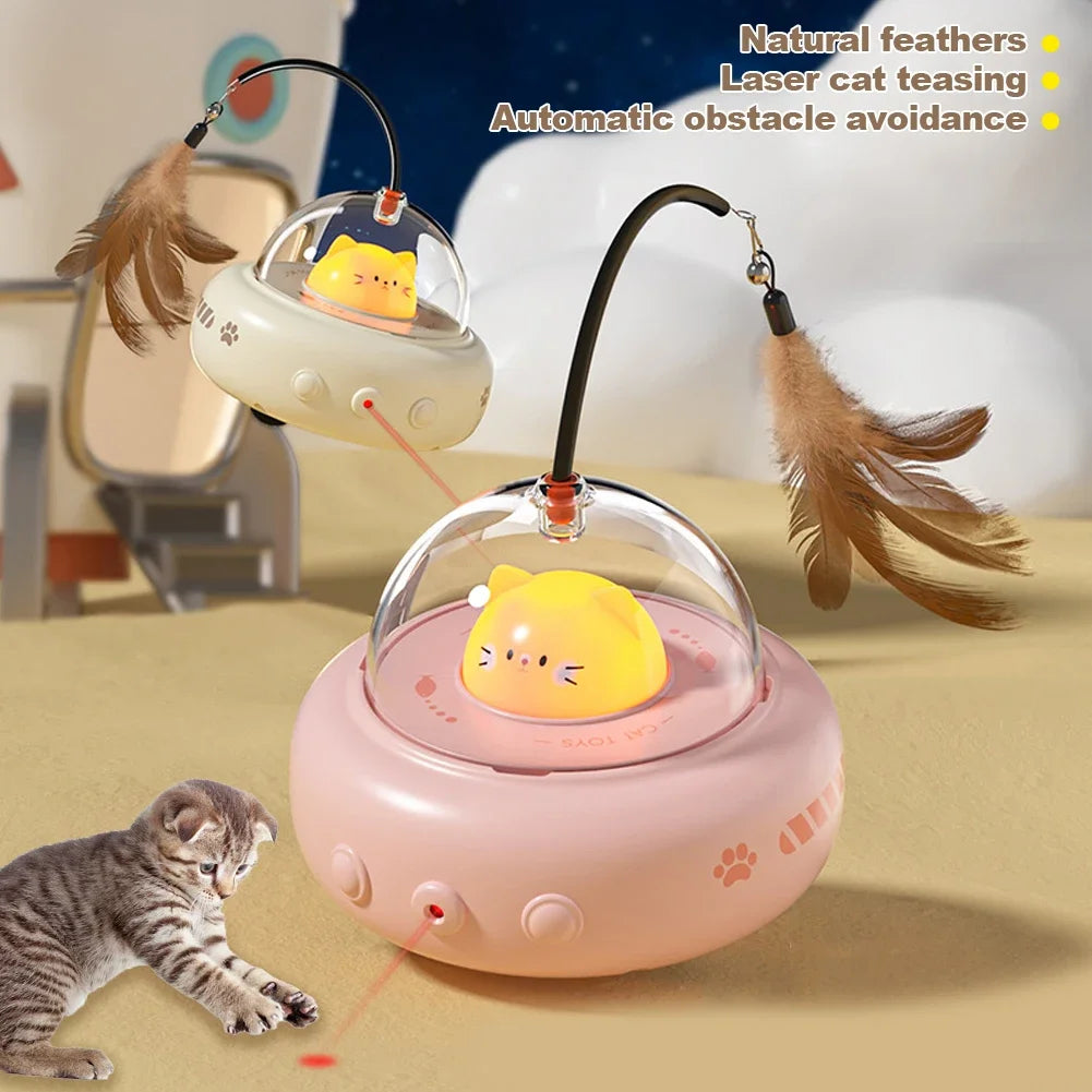 Intelligentes Katzenspielzeug mit Feder und Laser