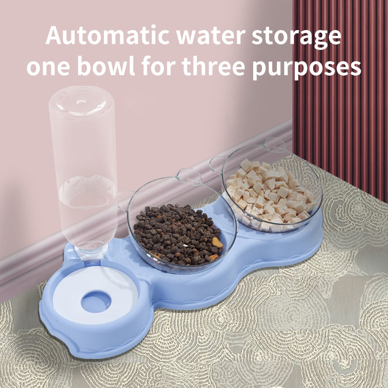 Katzen-Doppelnapf mit automatischer Trinkwasserfunktion
