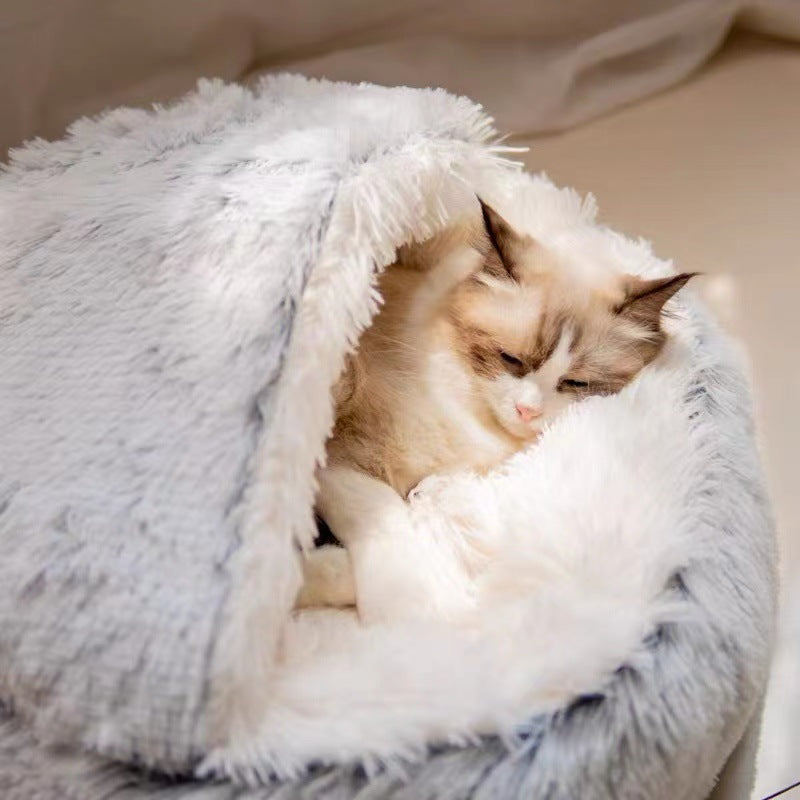 Halbgeschlossenes Tierbett für Katzen und kleine Hunde. "Muschelnest"