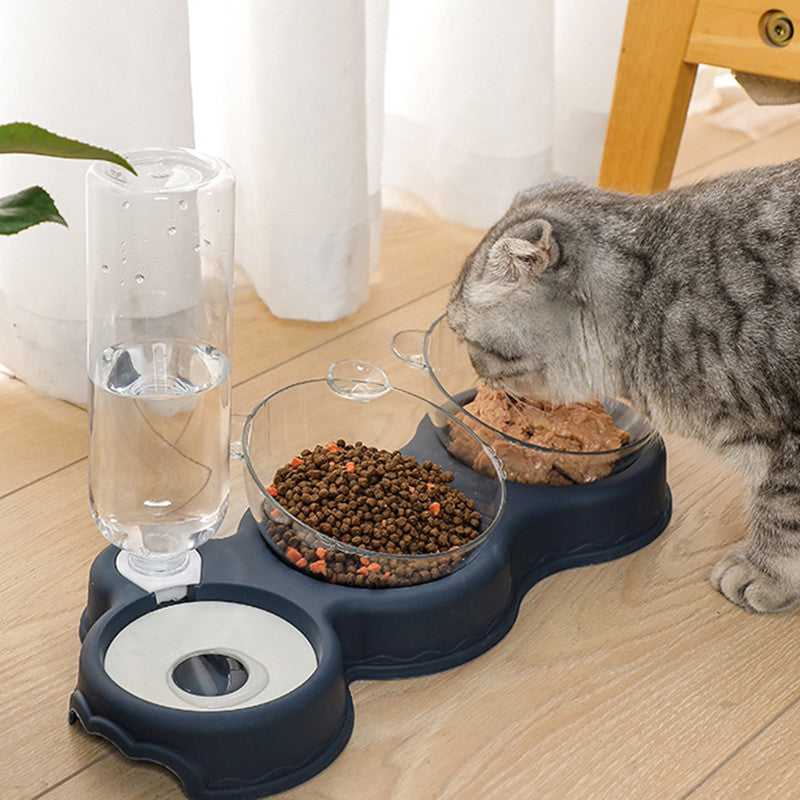 Katzen-Doppelnapf mit automatischer Trinkwasserfunktion
