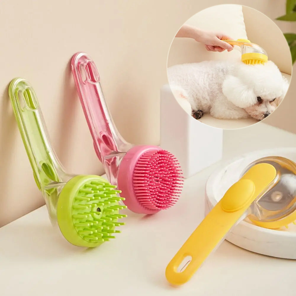 Tierhaarbürste mit Shampoospenderfunktion für Hunde und Katzen