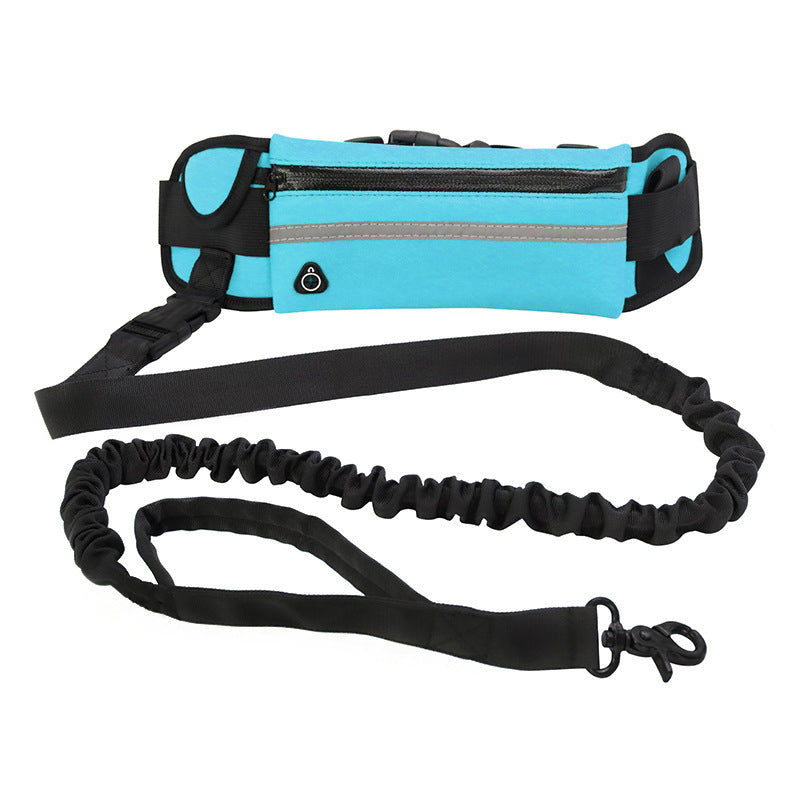 Freihändige Hundeleine mit stoßdämpfendem Bungee-Seil für große Hunde bis 82 kg inkl. Handytasche und Flaschenhalter