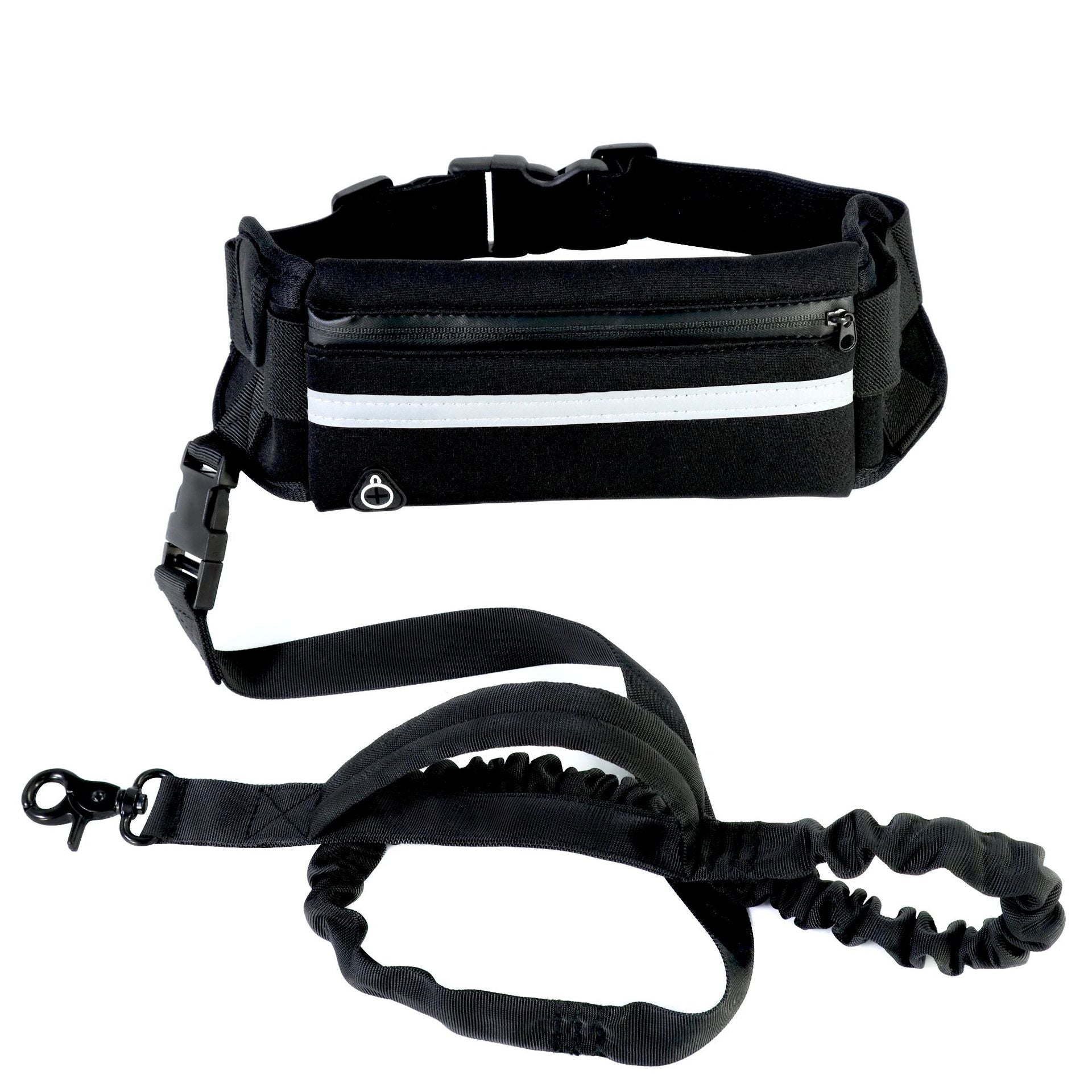 Freihändige Hundeleine mit stoßdämpfendem Bungee-Seil für große Hunde bis 82 kg inkl. Handytasche und Flaschenhalter