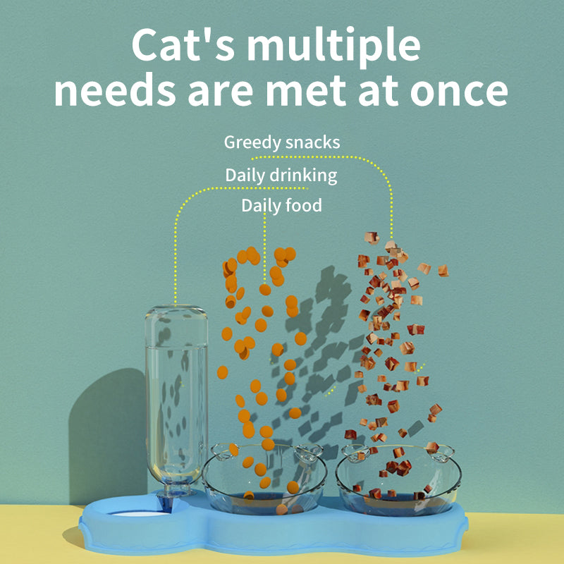 Katzen-Doppelnapf mit automatischer Trinkwasserfunktion